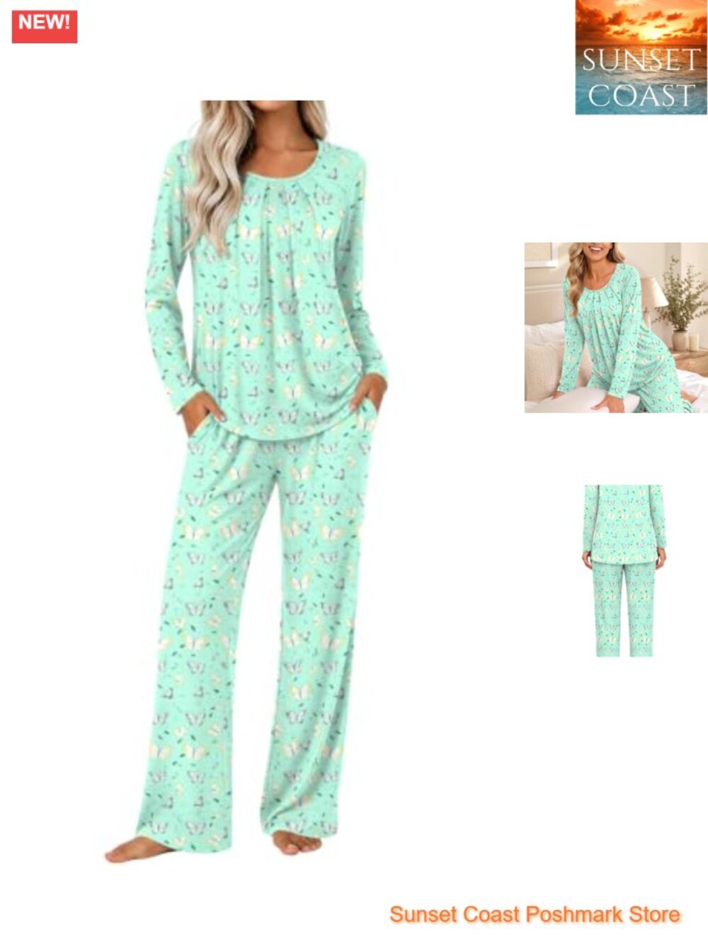 Womens Pajama Set Long Sleeve 2 Piece Soft Lounge PJs with Pockets